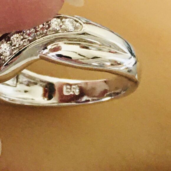 HN Heng Ngai Ring Breast Cancer Ribbon Pink Heart CZ Silver Vintage NICE 4410 - Picture 5 of 6